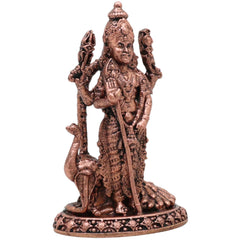 Copper Murugan Idol, Lord Kartikeya Subramanya Skanda Shanmukha Velan Sculpture for Home Pooja, Brown, 2.5 Inch, 1 Piece