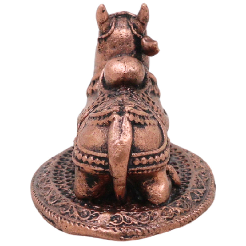 Copper Nandi Idol, Handcrafted Tamra Nandikeshwara Murti, Basava Vrishabha Shiva Vahana Vigraham for Puja & Home Decor, Brown, 1 Inch, 1 Piece
