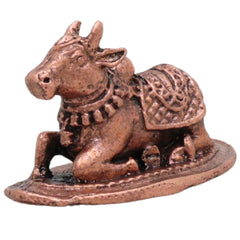 Copper Nandi Idol,Tamra Nandikeshwara Basava Vrishabha Murti, Shiva Vahana Puja Sculpture for Home Temple Decor, Brown, 1 Inch, 1 Piece