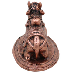 Copper Nandi Idol,Tamra Nandikeshwara Basava Vrishabha Murti, Shiva Vahana Puja Sculpture for Home Temple Decor, Brown, 1 Inch, 1 Piece