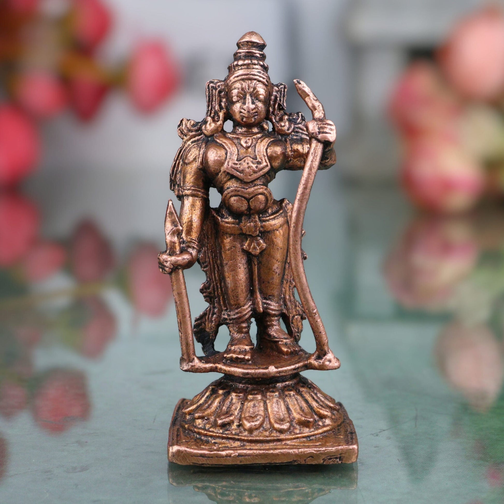 Copper Shri Ram Idol, Handcrafted Ramachandra Raghunath Vigraham, Tamra Rama Murti for Puja, Home Decor & Gifting, 2.5 Inch, 1 Piece