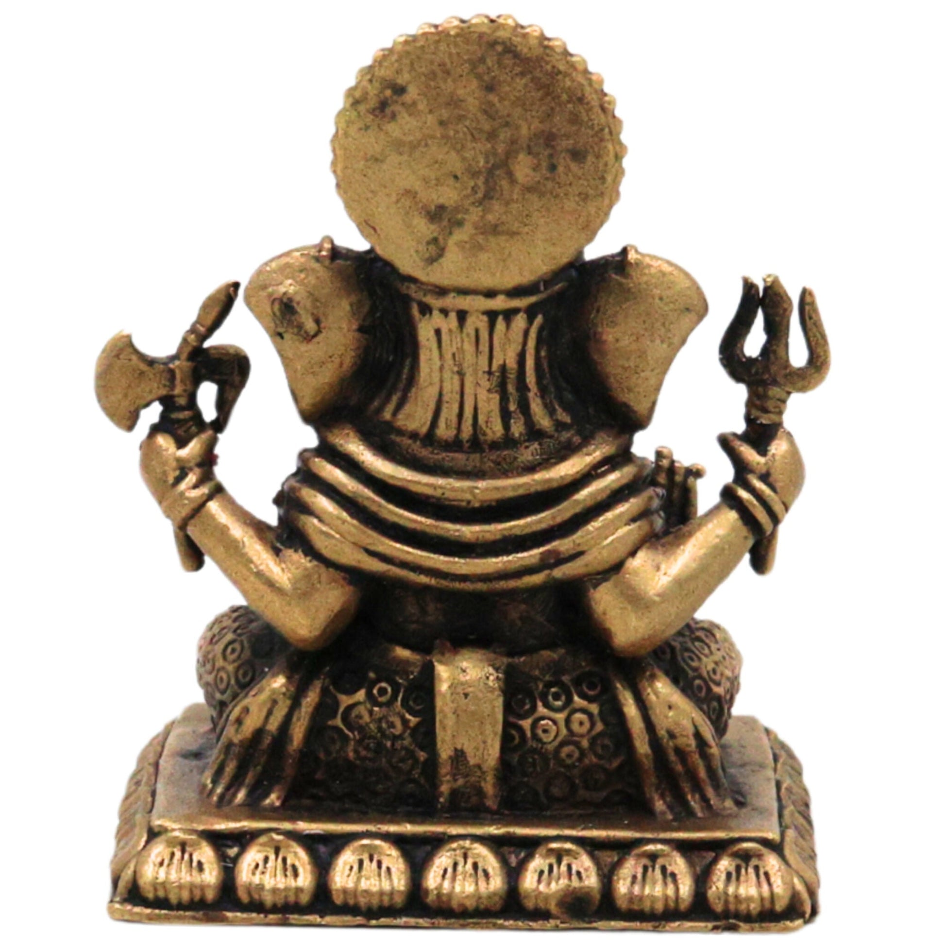 Brass Ganapati Murti Vinayaka Idol, Ganesha Sculpture for Pooja Room Decor, Vighneshwara Gajanana Statue for Home & Gifts, Brown, 2 Inch, 1 Piece