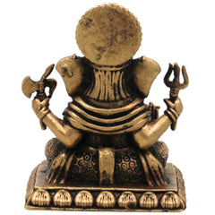 Brass Ganapati Murti Vinayaka Idol, Ganesha Sculpture for Pooja Room Decor, Vighneshwara Gajanana Statue for Home & Gifts, Brown, 2 Inch, 1 Piece