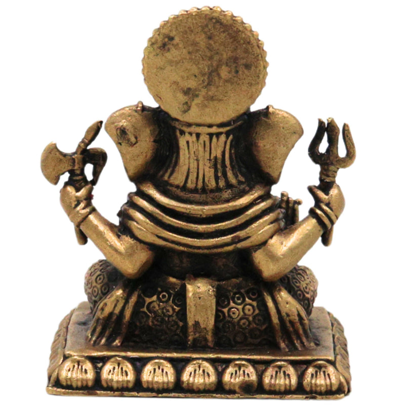 Brass Ganapati Murti Vinayaka Idol, Ganesha Sculpture for Pooja Room Decor, Vighneshwara Gajanana Statue for Home & Gifts, Brown, 2 Inch, 1 Piece