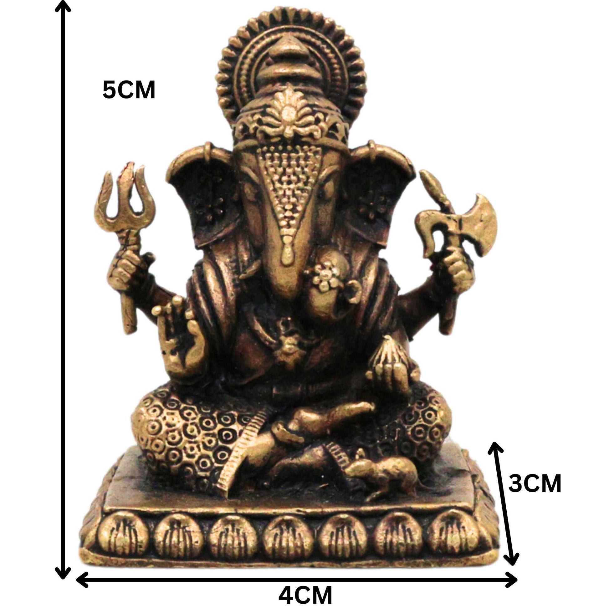 Brass Ganapati Murti Vinayaka Idol, Ganesha Sculpture for Pooja Room Decor, Vighneshwara Gajanana Statue for Home & Gifts, Brown, 2 Inch, 1 Piece