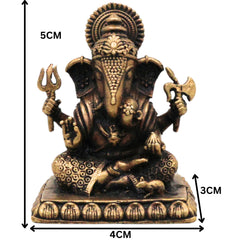 Brass Ganapati Murti Vinayaka Idol, Ganesha Sculpture for Pooja Room Decor, Vighneshwara Gajanana Statue for Home & Gifts, Brown, 2 Inch, 1 Piece