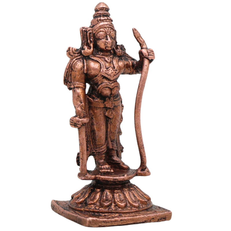 Copper Shri Ram Idol, Handcrafted Ramachandra Raghunath Vigraham, Tamra Rama Murti for Puja, Home Decor & Gifting, 2.5 Inch, 1 Piece
