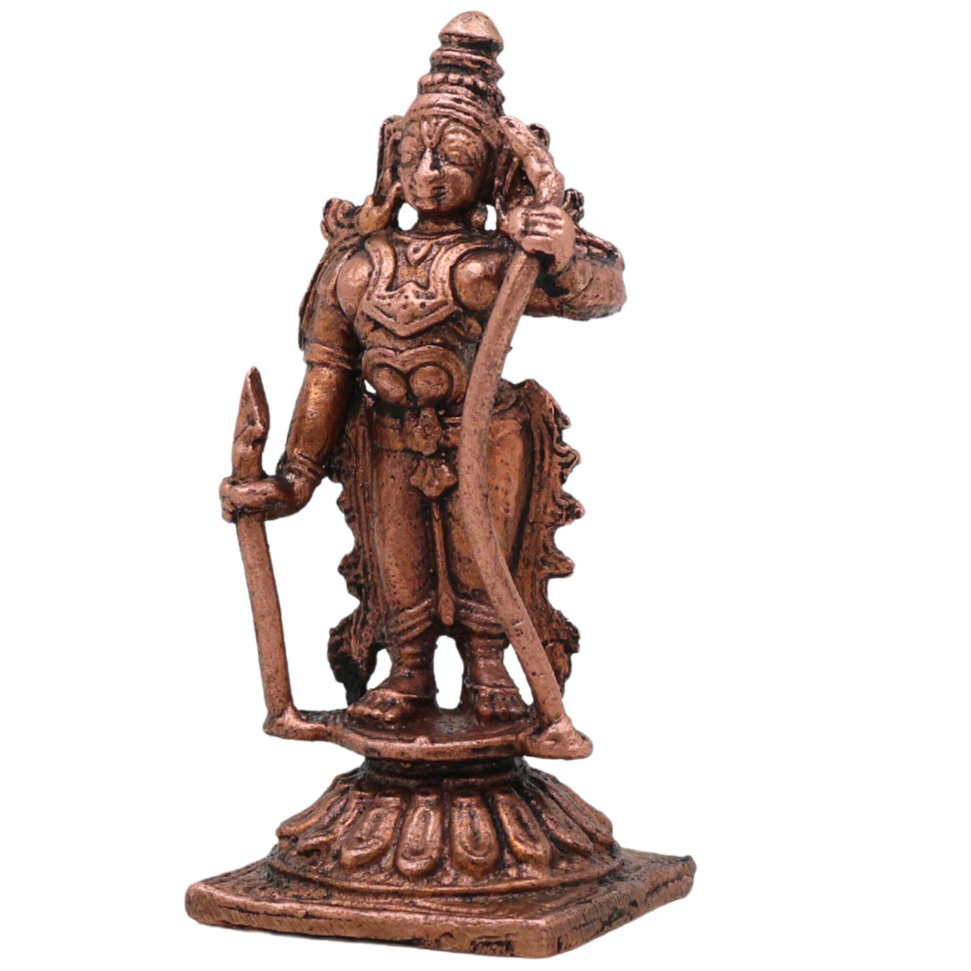 Copper Shri Ram Idol, Handcrafted Ramachandra Raghunath Vigraham, Tamra Rama Murti for Puja, Home Decor & Gifting, 2.5 Inch, 1 Piece