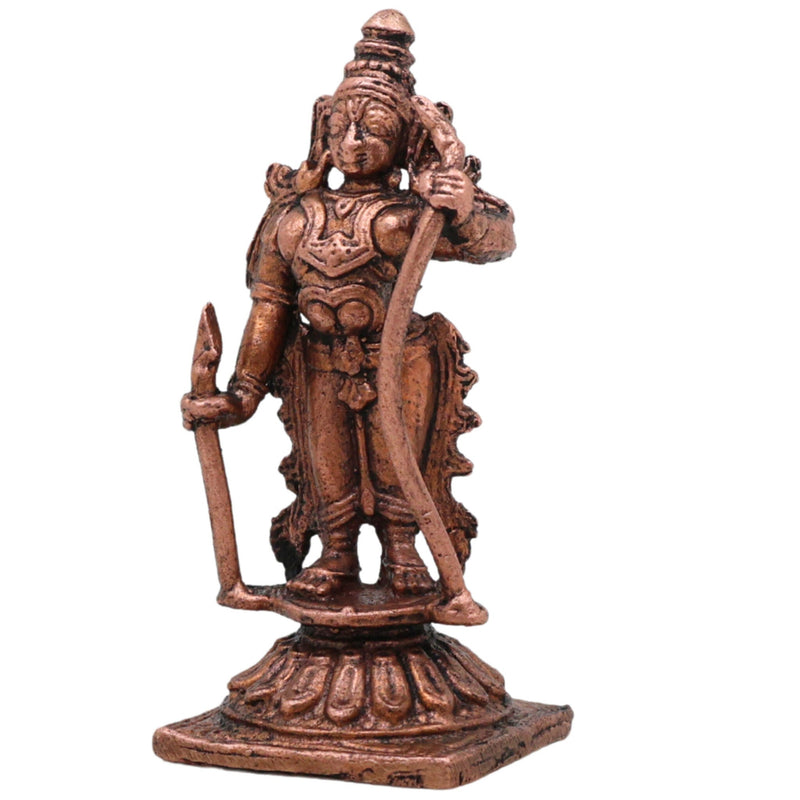 Copper Shri Ram Idol, Handcrafted Ramachandra Raghunath Vigraham, Tamra Rama Murti for Puja, Home Decor & Gifting, 2.5 Inch, 1 Piece