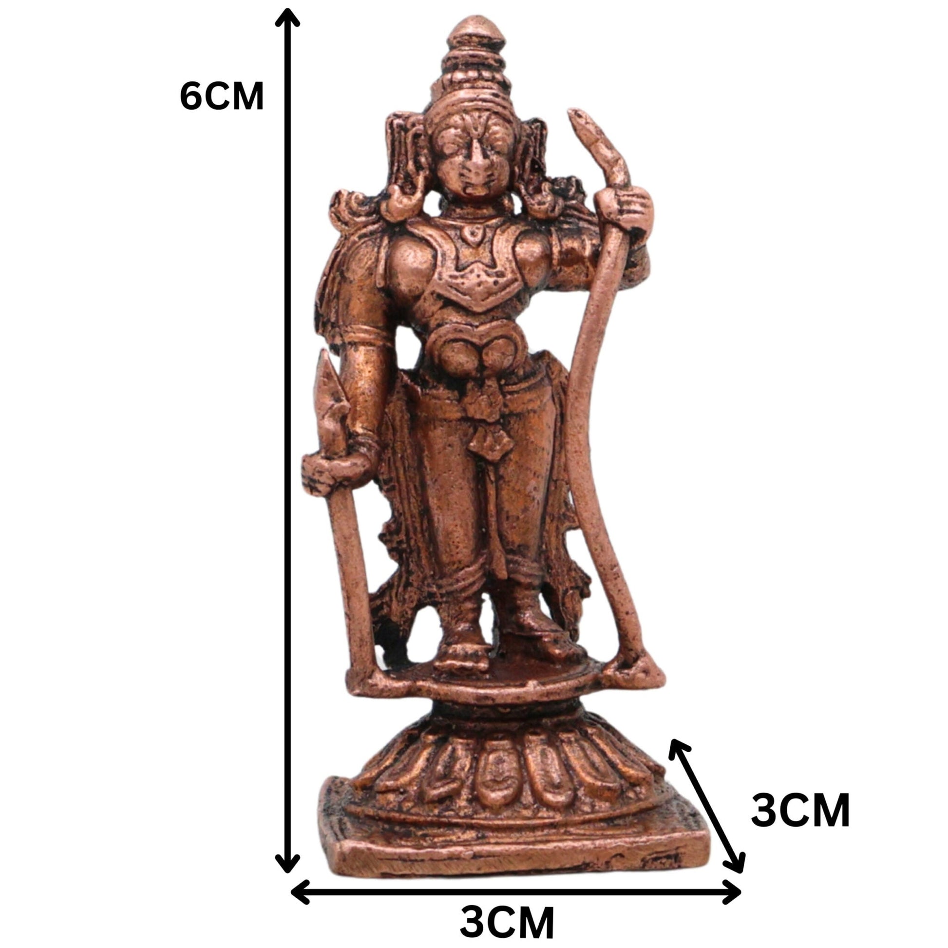 Copper Shri Ram Idol, Handcrafted Ramachandra Raghunath Vigraham, Tamra Rama Murti for Puja, Home Decor & Gifting, 2.5 Inch, 1 Piece
