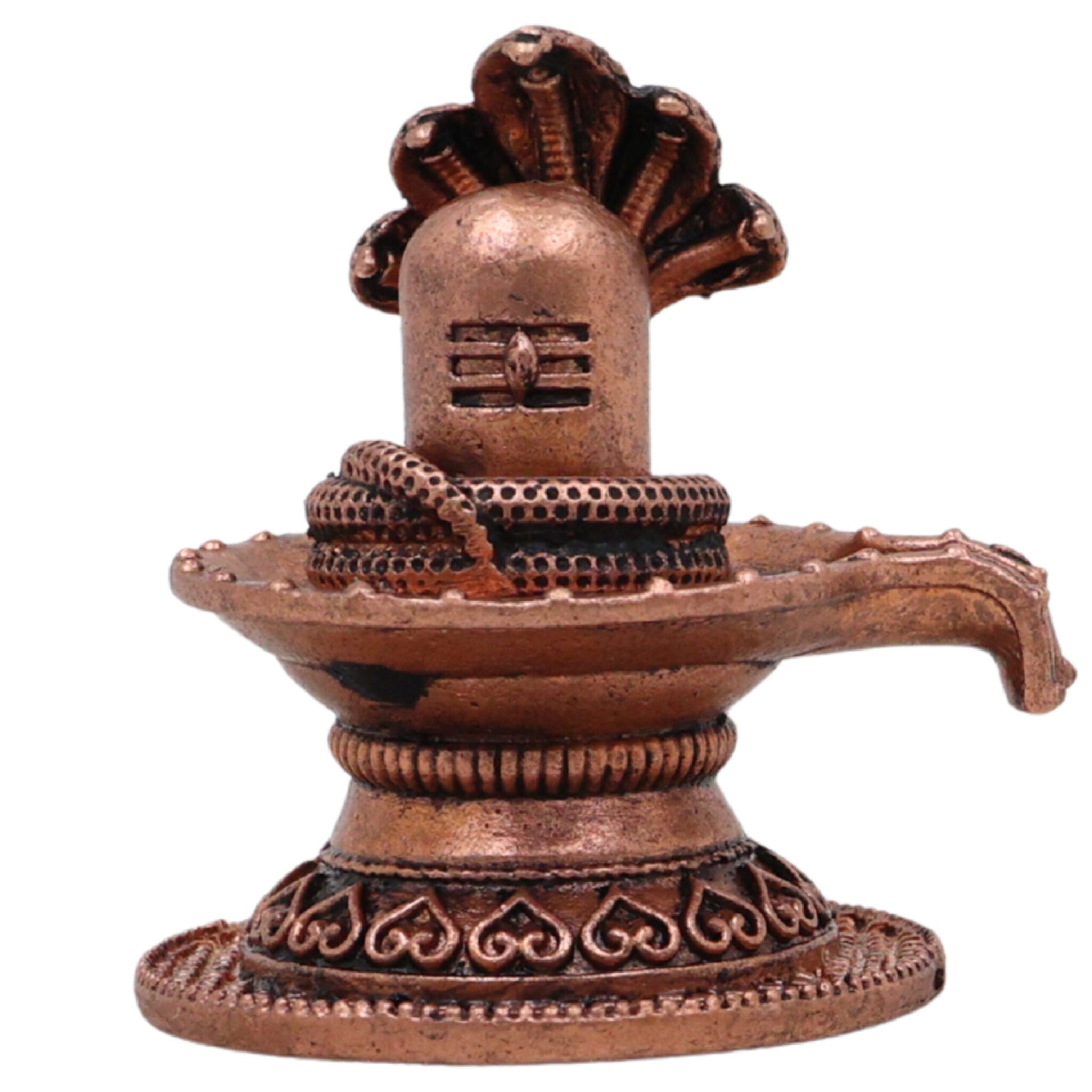 Copper Shiva Lingam Idol, Handcrafted Tamra Shivling, Shivalinga Vigraham, Mahadev Puja Murti for Home Temple, Brown, 2 Inch, 1 Piece