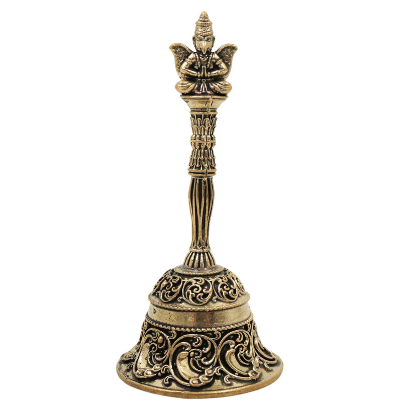 Brass Garuda Bell Idol, Handcrafted Garuda Ghanta, Vishnu Vahana Garudadev Pooja Temple Bell for Home Mandir & Spiritual Decor, Gold, 4.5 Inch, 1 Piece