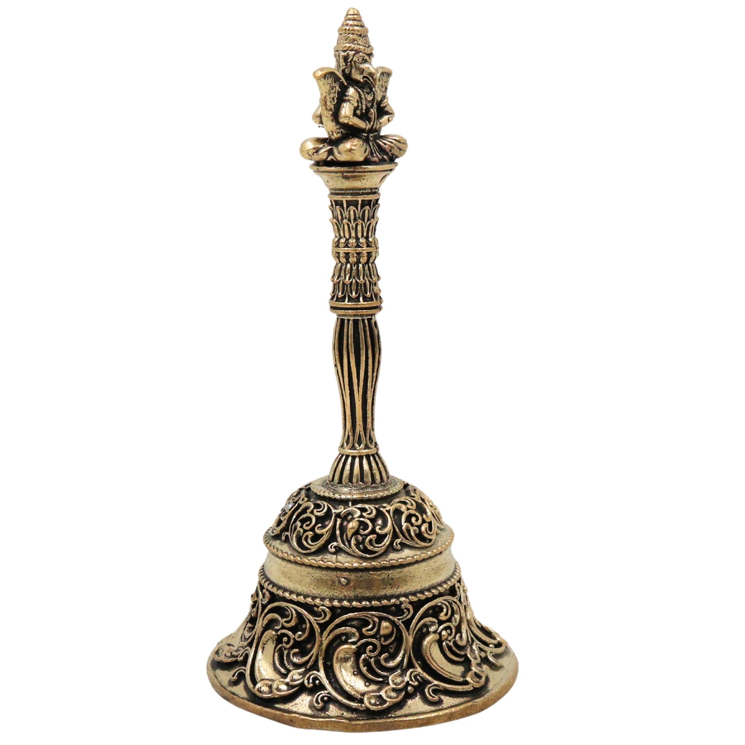 Brass Garuda Bell Idol, Handcrafted Garuda Ghanta, Vishnu Vahana Garudadev Pooja Temple Bell for Home Mandir & Spiritual Decor, Gold, 4.5 Inch, 1 Piece