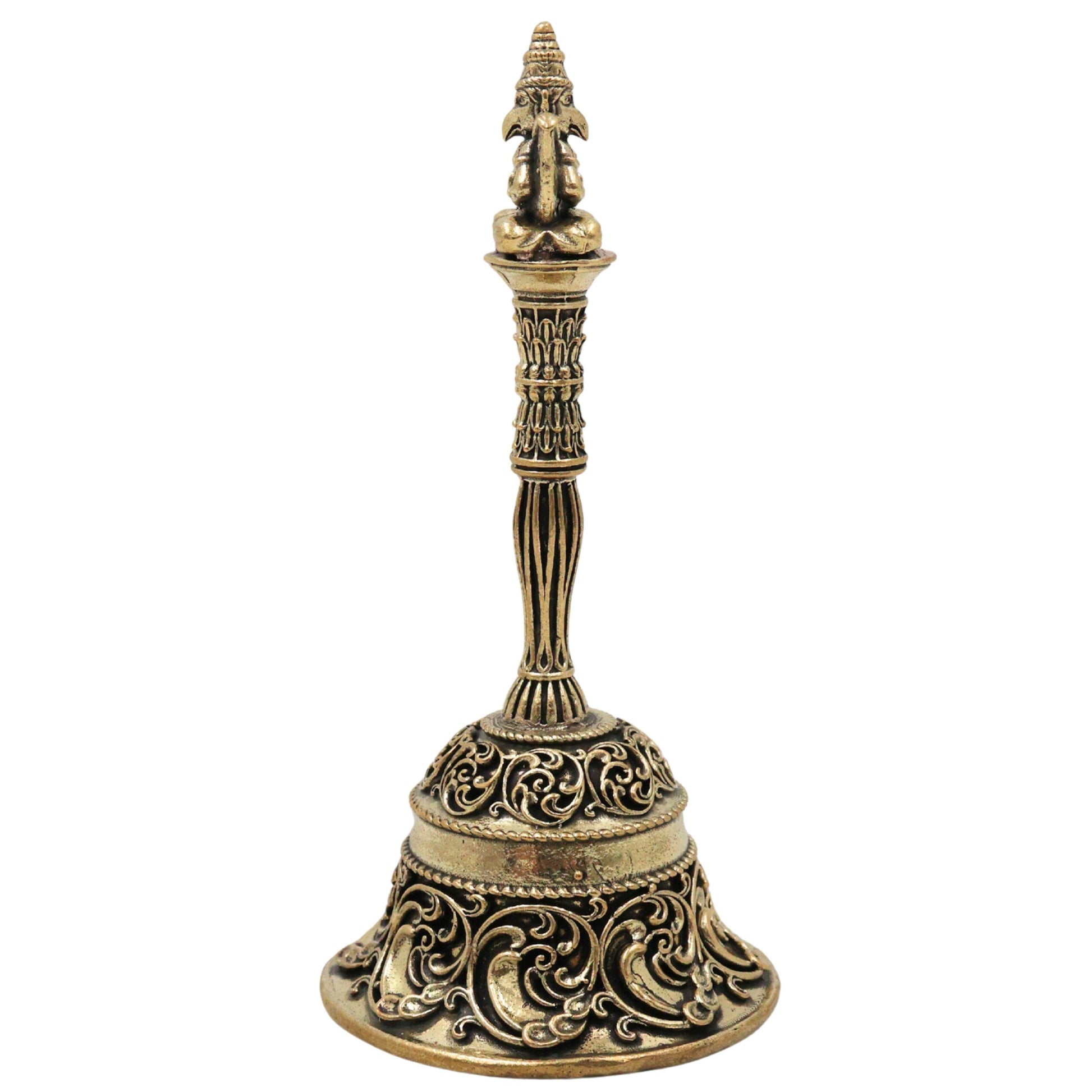 Brass Garuda Bell Idol, Handcrafted Garuda Ghanta, Vishnu Vahana Garudadev Pooja Temple Bell for Home Mandir & Spiritual Decor, Gold, 4.5 Inch, 1 Piece