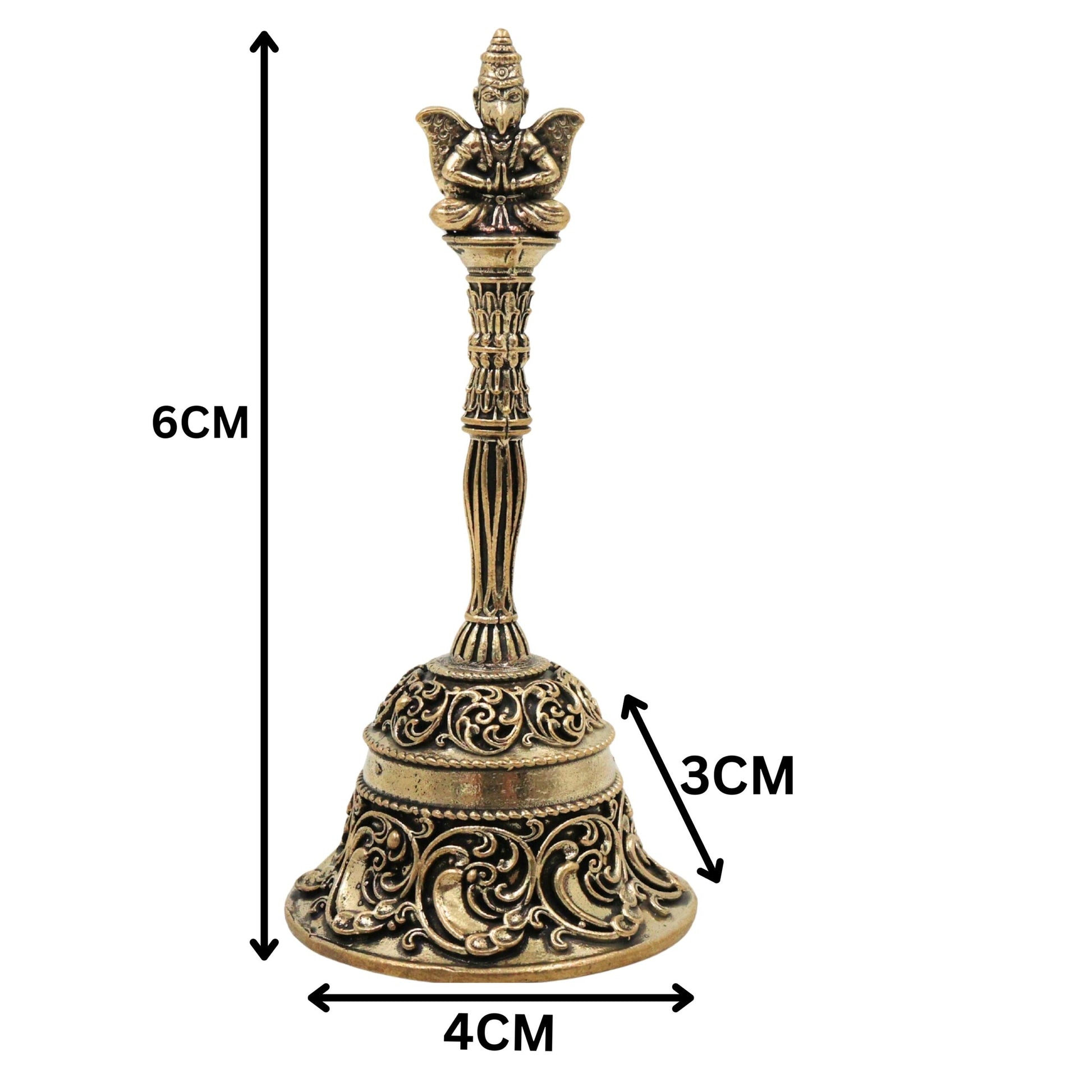 Brass Garuda Bell Idol, Handcrafted Garuda Ghanta, Vishnu Vahana Garudadev Pooja Temple Bell for Home Mandir & Spiritual Decor, Gold, 4.5 Inch, 1 Piece