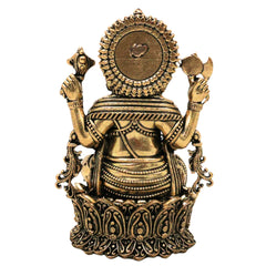 Brass Ganesha Idol Peetal Ganapati Vinayaka Murti Vighnaharta Siddhivinayak Pillaiyar Statue for Puja Home Decor Gift, Gold, 4 Inch, 1 Piece