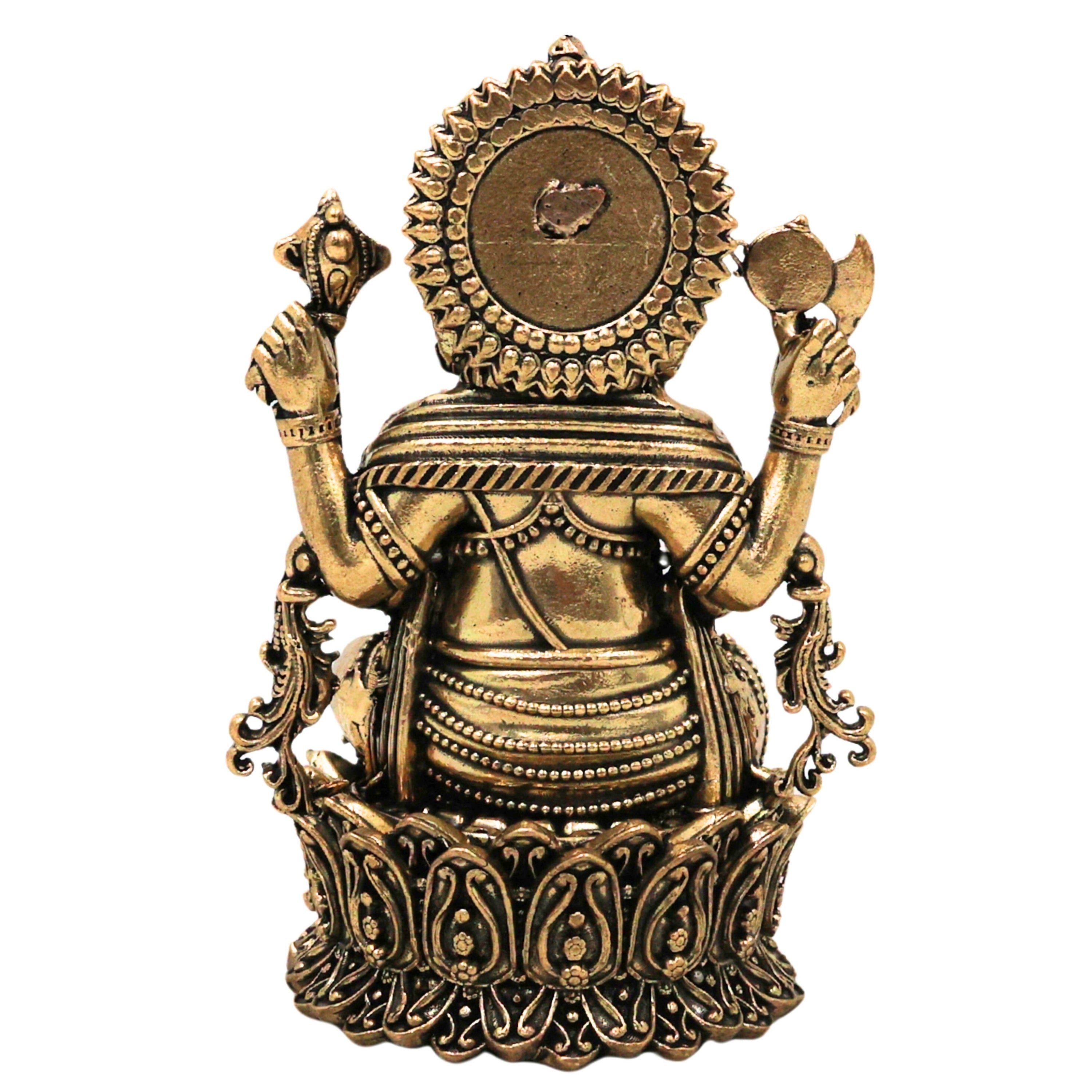 Brass Ganesha Idol Peetal Ganapati Vinayaka Murti Vighnaharta Siddhivinayak Pillaiyar Statue for Puja Home Decor Gift, Gold, 4 Inch, 1 Piece