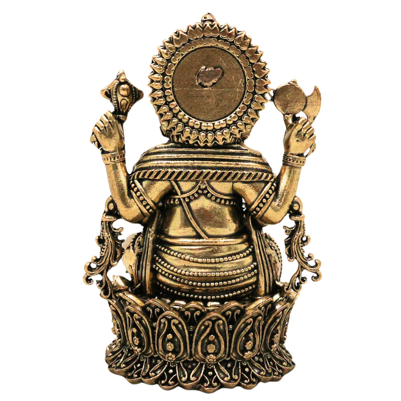 Brass Ganesha Idol Peetal Ganapati Vinayaka Murti Vighnaharta Siddhivinayak Pillaiyar Statue for Puja Home Decor Gift, Gold, 4 Inch, 1 Piece