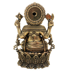 Brass Ganesha Idol, Handcrafted Ganapati Vinayaka Siddhivinayak Mangalmurti Murti for Pooja, Home Decor, Vastu & Gifting, Gold, 5 Inch, 1 Piece