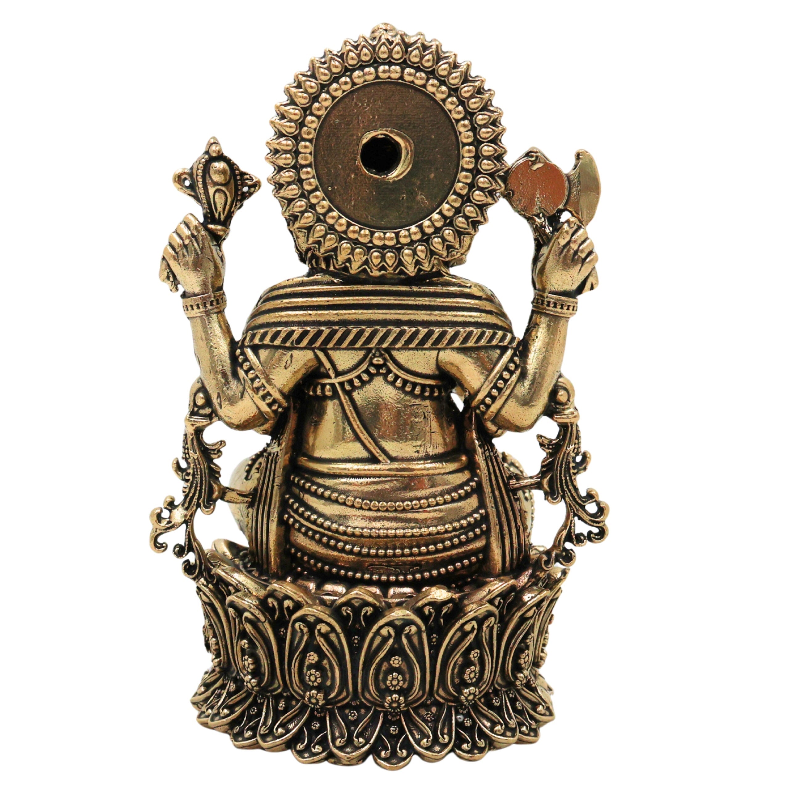 Brass Ganesha Idol, Handcrafted Ganapati Vinayaka Siddhivinayak Mangalmurti Murti for Pooja, Home Decor, Vastu & Gifting, Gold, 5 Inch, 1 Piece