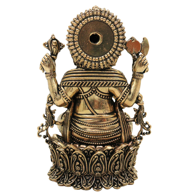Brass Ganesha Idol, Handcrafted Ganapati Vinayaka Siddhivinayak Mangalmurti Murti for Pooja, Home Decor, Vastu & Gifting, Gold, 5 Inch, 1 Piece