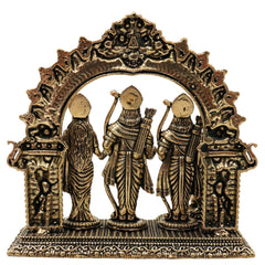 Brass Ram Darbar Murti, Handcrafted Shri Ram Parivar Idol with Sita Lakshman Hanuman, Traditional Pooja Vigraha for Home Mandir & Sacred Decor, Gold, 4 Inch, 1 Piece