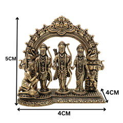 Brass Ram Darbar Murti, Handcrafted Shri Ram Parivar Idol with Sita Lakshman Hanuman, Traditional Pooja Vigraha for Home Mandir & Sacred Decor, Gold, 4 Inch, 1 Piece