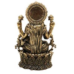 Brass Mahalakshmi Idol Sri Lakshmi Murti Peetal Ashtalakshmi Vigraha Kamala Indira Dhana Gaja Varalakshmi Moorthi for Puja Home Decor Gift, Gold, 4 Inch, 1 Piece