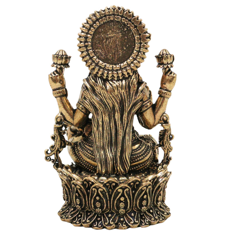 Brass Mahalakshmi Idol, Handcrafted Shri Lakshmi Padmavati Kamala Devi Murti, Pittal Lakshmi Vigraha for Pooja, Home Decor & Auspicious Gifts, Gold, 5 Inch, 1 Piece