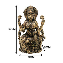 Brass Mahalakshmi Idol, Handcrafted Shri Lakshmi Padmavati Kamala Devi Murti, Pittal Lakshmi Vigraha for Pooja, Home Decor & Auspicious Gifts, Gold, 5 Inch, 1 Piece