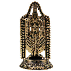 Brass Venkateshwara Balaji Idol, Handcrafted Tirupati Balaji Srinivasa Govinda Murti for Pooja, Home Decor & Gifting, Gold, 3.5 Inch, 1 Piece