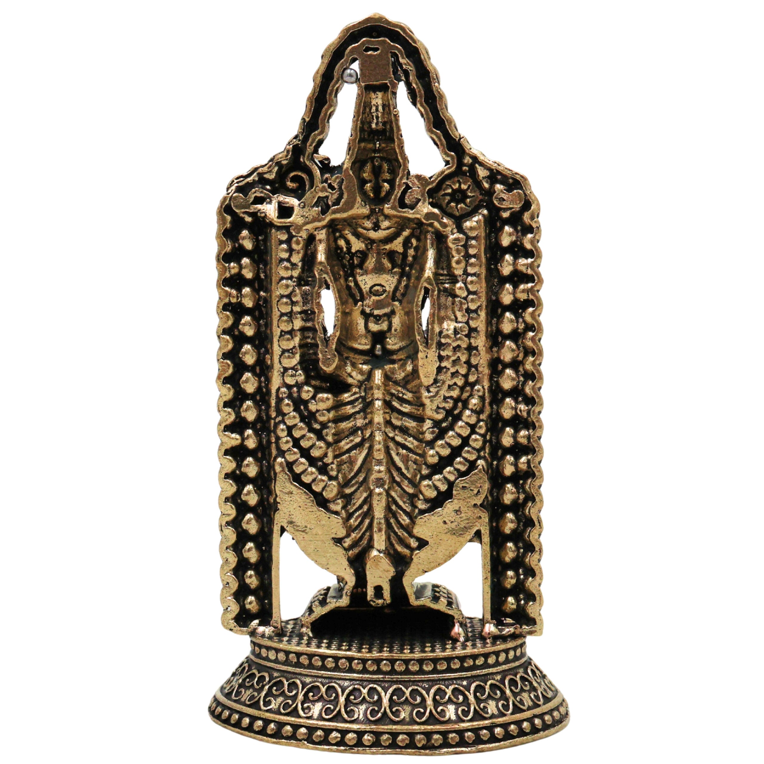 Brass Venkateshwara Balaji Idol, Handcrafted Tirupati Balaji Srinivasa Govinda Murti for Pooja, Home Decor & Gifting, Gold, 3.5 Inch, 1 Piece