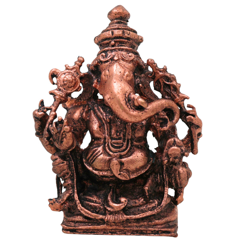 Copper Ganesha Idol, Handcrafted Tamra Ganapati Vinayaka Siddhivinayaka Vigraham Murti for Pooja, Home Decor & Spiritual Gifting, Brown, 3 Inch, 1 Piece