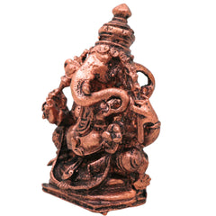 Copper Ganesha Idol, Handcrafted Tamra Ganapati Vinayaka Siddhivinayaka Vigraham Murti for Pooja, Home Decor & Spiritual Gifting, Brown, 3 Inch, 1 Piece