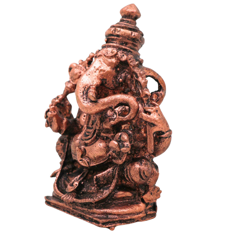 Copper Ganesha Idol, Handcrafted Tamra Ganapati Vinayaka Siddhivinayaka Vigraham Murti for Pooja, Home Decor & Spiritual Gifting, Brown, 3 Inch, 1 Piece
