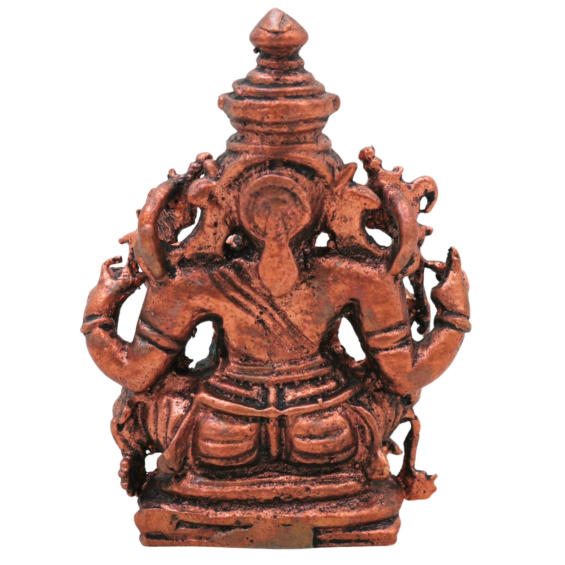 Copper Ganesha Idol, Handcrafted Tamra Ganapati Vinayaka Siddhivinayaka Vigraham Murti for Pooja, Home Decor & Spiritual Gifting, Brown, 3 Inch, 1 Piece