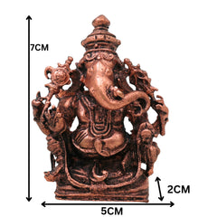 Copper Ganesha Idol, Handcrafted Tamra Ganapati Vinayaka Siddhivinayaka Vigraham Murti for Pooja, Home Decor & Spiritual Gifting, Brown, 3 Inch, 1 Piece