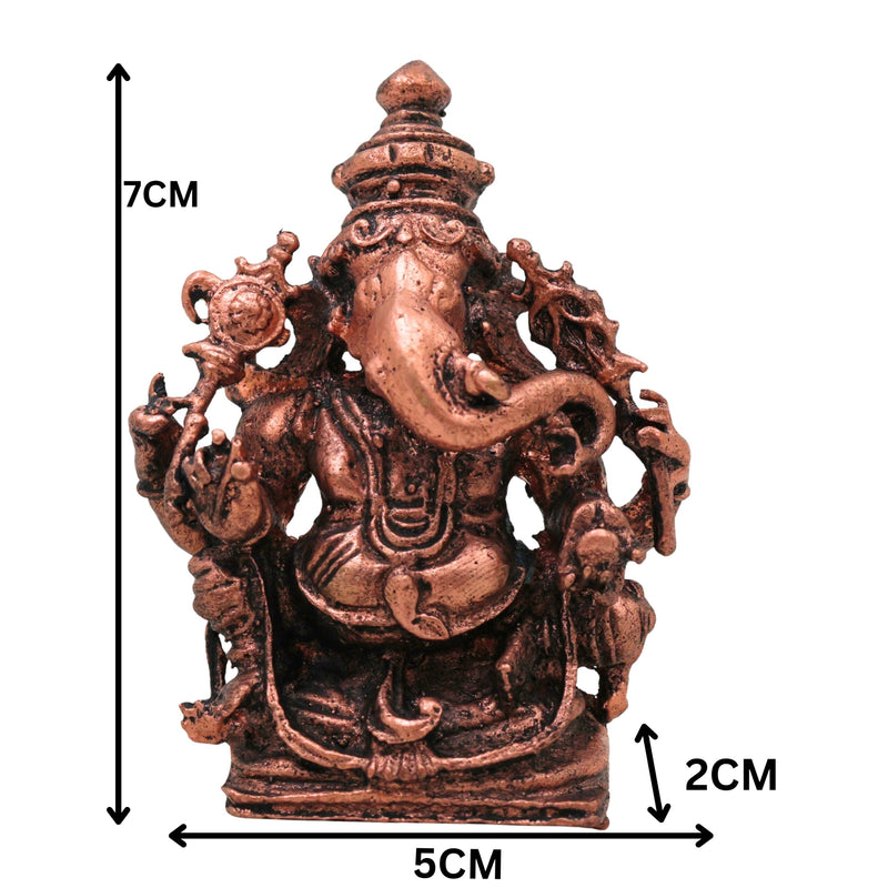 Copper Ganesha Idol, Handcrafted Tamra Ganapati Vinayaka Siddhivinayaka Vigraham Murti for Pooja, Home Decor & Spiritual Gifting, Brown, 3 Inch, 1 Piece