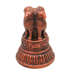 Copper Ashoka Stambh Idol, Handcrafted Ashokan Lion Capital National Emblem Murti, Tamra Tamraloha Rashtriya Chinh Sculpture for Home Office Decor, Brown, 2 Inch, 1 Piece