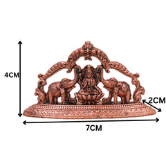 Copper Gaja Lakshmi Idol, Handcrafted Tamra Gajalakshmi Vigraham, Kamala Padma Lakshmi Murti for Pooja, Home Decor & Auspicious Gifts, Brown, 1.5 Inch, 1 Piece