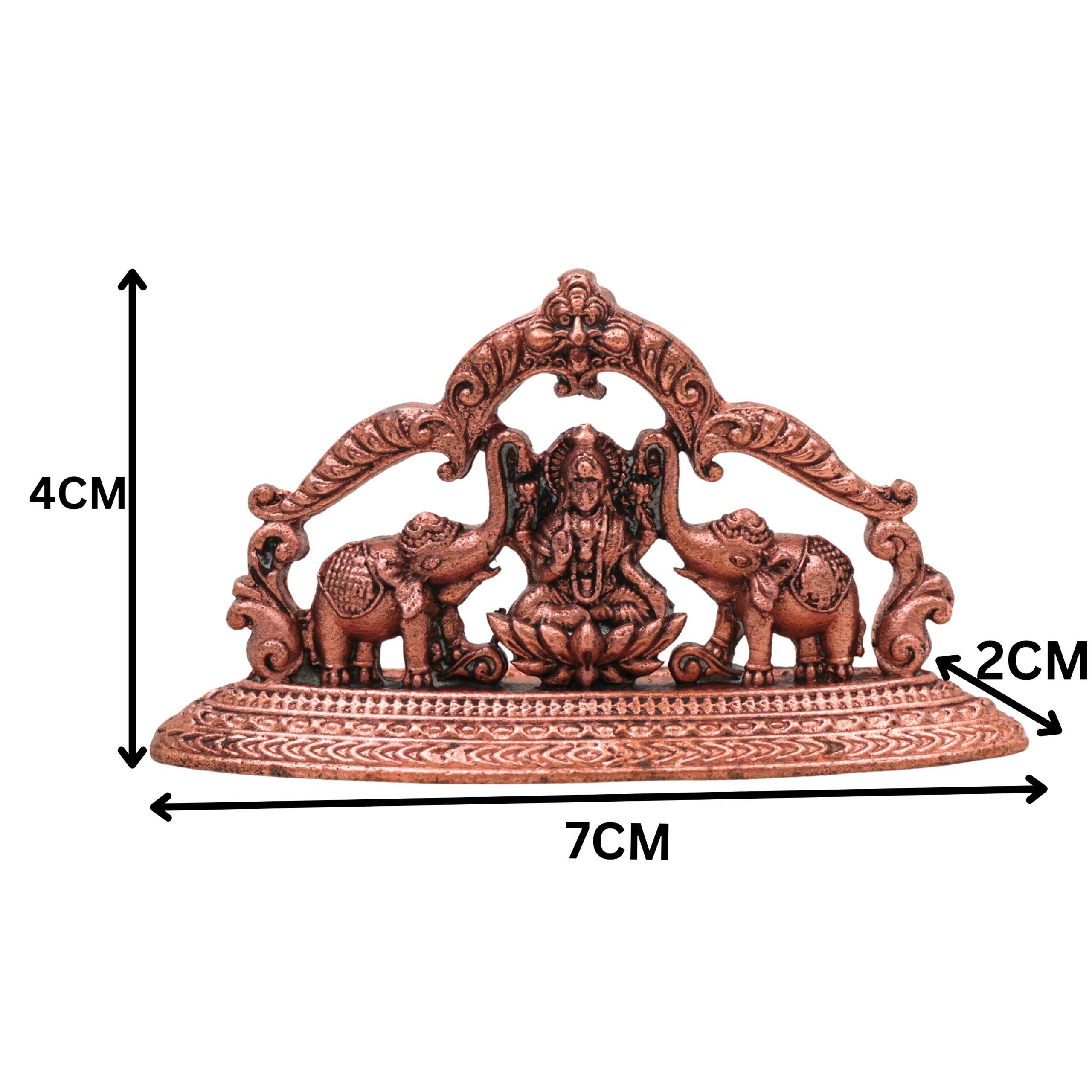 Copper Gaja Lakshmi Idol, Handcrafted Tamra Gajalakshmi Vigraham, Kamala Padma Lakshmi Murti for Pooja, Home Decor & Auspicious Gifts, Brown, 1.5 Inch, 1 Piece