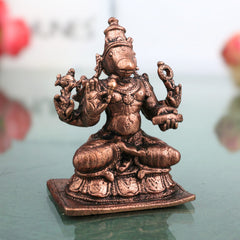 Copper Hayagriva Idol, Handcrafted Sri Hayagriva Swamy Tamraloha Vigraham, Hayagreeva Vishnu Jnana Devata Murti for Pooja, Home Decor & Gifts, Brown, 2.5 Inch, 1 Piece