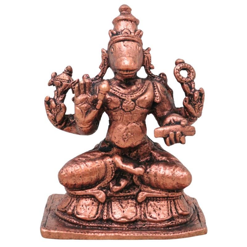 Copper Hayagriva Idol, Handcrafted Sri Hayagriva Swamy Tamraloha Vigraham, Hayagreeva Vishnu Jnana Devata Murti for Pooja, Home Decor & Gifts, Brown, 2.5 Inch, 1 Piece