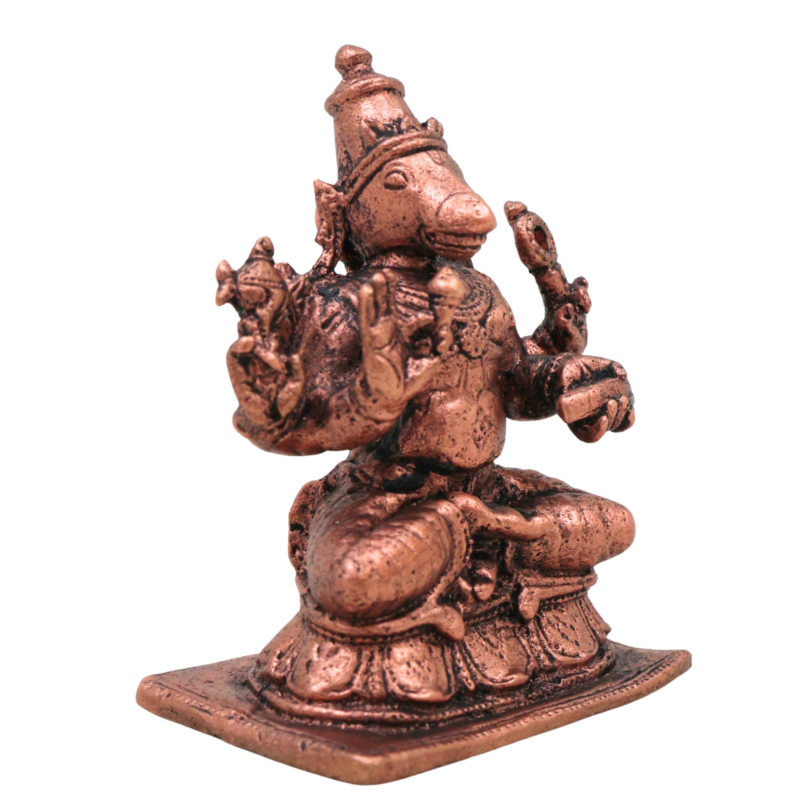 Copper Hayagriva Idol, Handcrafted Sri Hayagriva Swamy Tamraloha Vigraham, Hayagreeva Vishnu Jnana Devata Murti for Pooja, Home Decor & Gifts, Brown, 2.5 Inch, 1 Piece