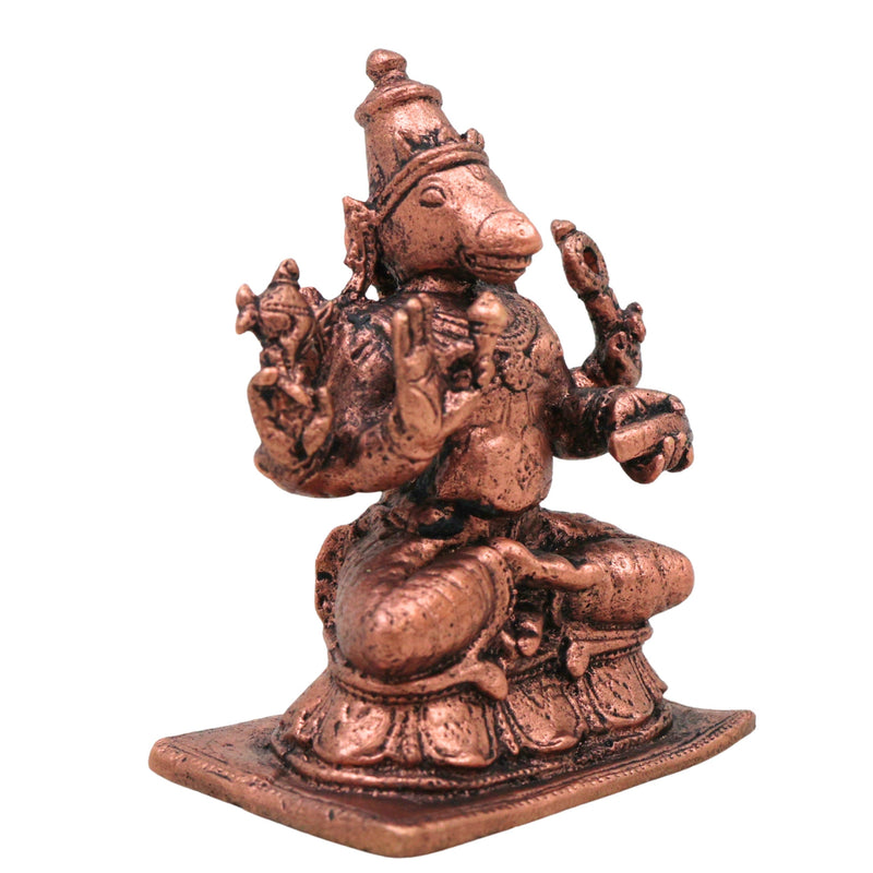 Copper Hayagriva Idol, Handcrafted Sri Hayagriva Swamy Tamraloha Vigraham, Hayagreeva Vishnu Jnana Devata Murti for Pooja, Home Decor & Gifts, Brown, 2.5 Inch, 1 Piece