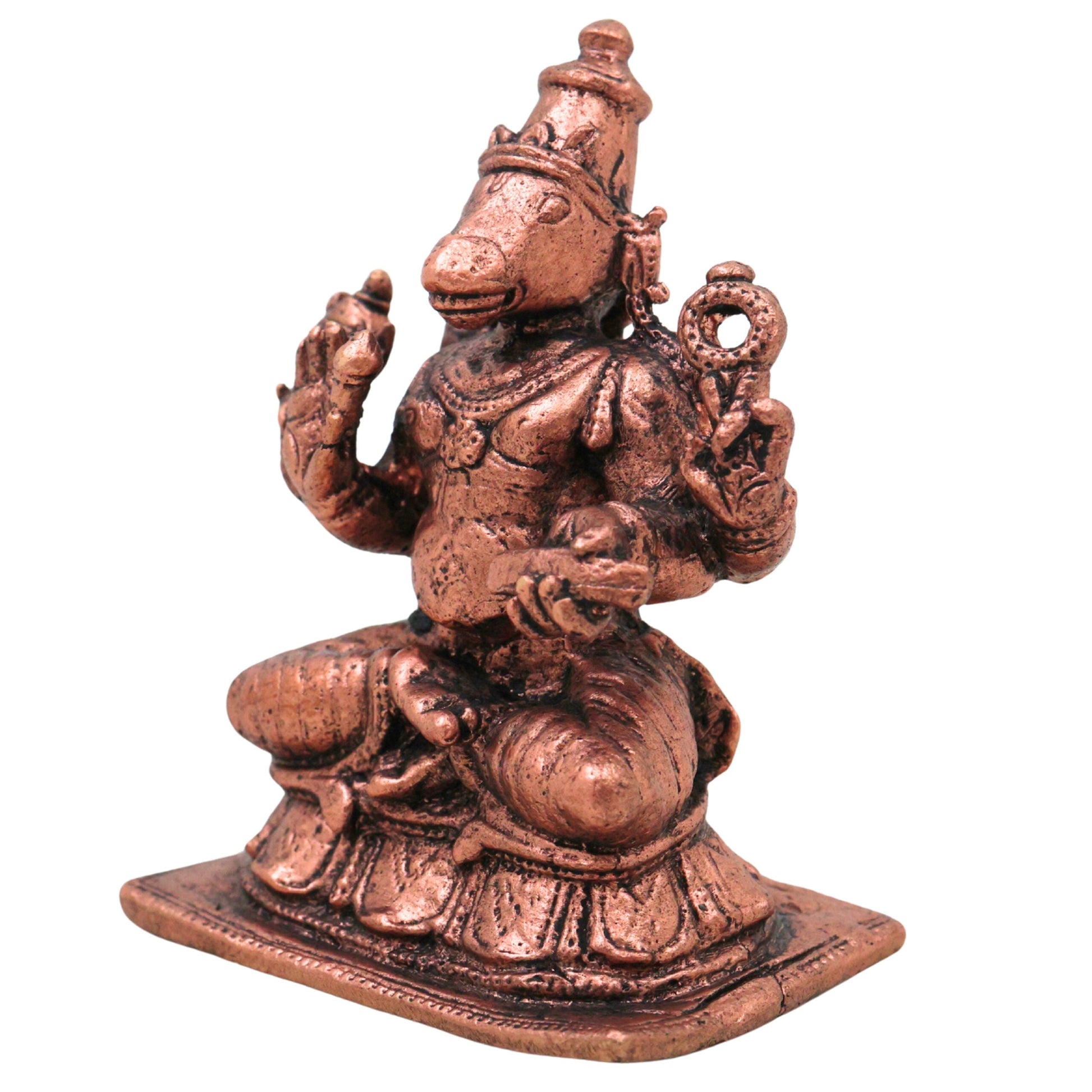 Copper Hayagriva Idol, Handcrafted Sri Hayagriva Swamy Tamraloha Vigraham, Hayagreeva Vishnu Jnana Devata Murti for Pooja, Home Decor & Gifts, Brown, 2.5 Inch, 1 Piece