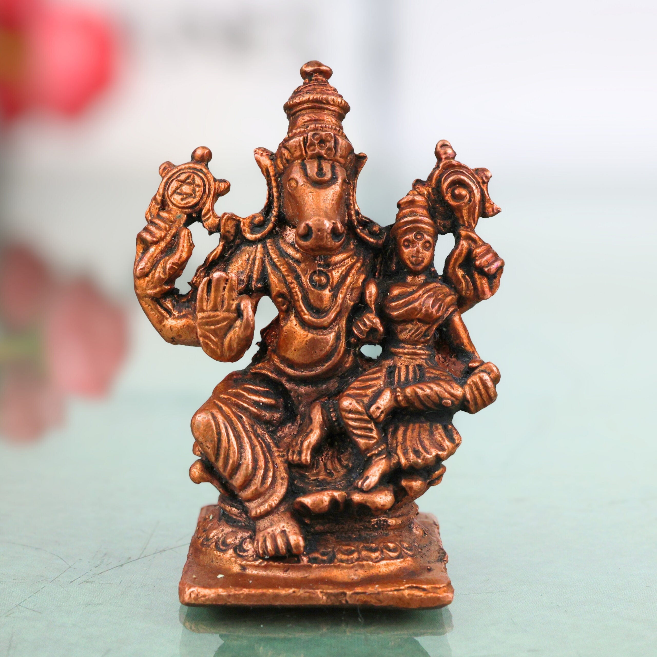 Copper Varaha Lakshmi Idol, Handcrafted Varaha Lakshmi Devi Murti, Tamra Varaha Maha Lakshmi Vigraham for Pooja, Home Decor & Auspicious Gifts, Brown, 2.5 Inch, 1 Piece