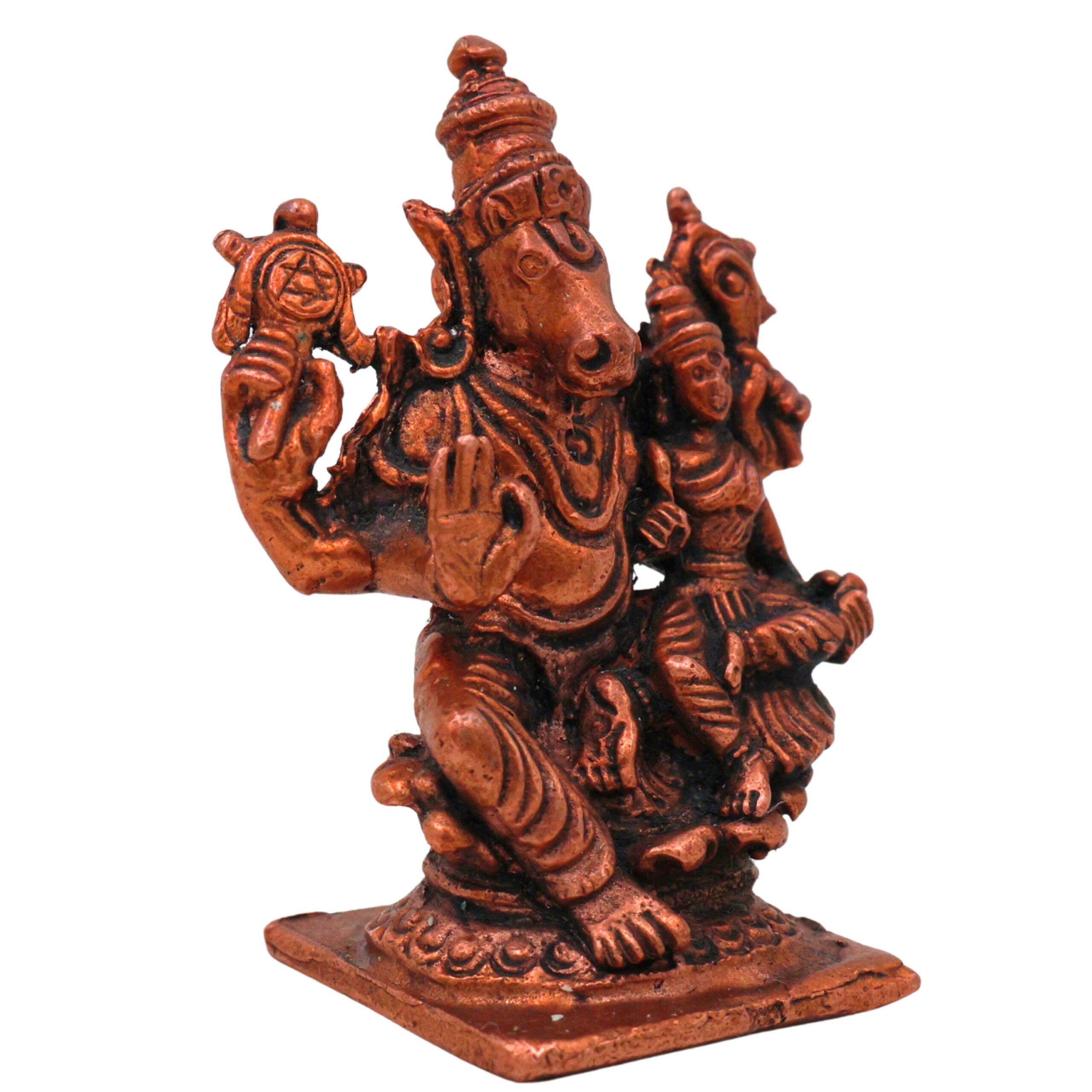 Copper Varaha Lakshmi Idol, Handcrafted Varaha Lakshmi Devi Murti, Tamra Varaha Maha Lakshmi Vigraham for Pooja, Home Decor & Auspicious Gifts, Brown, 2.5 Inch, 1 Piece
