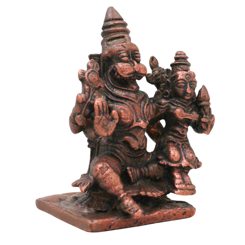 Copper Lakshmi Narasimha Idol, Handcrafted Tamra Lakshmi Narasimhar Swamy Murti, Sri Narasimha Nrusimha Vigraham for Puja, Home Decor & Sacred Gifts, Brown, 2 Inch, 1 Piece