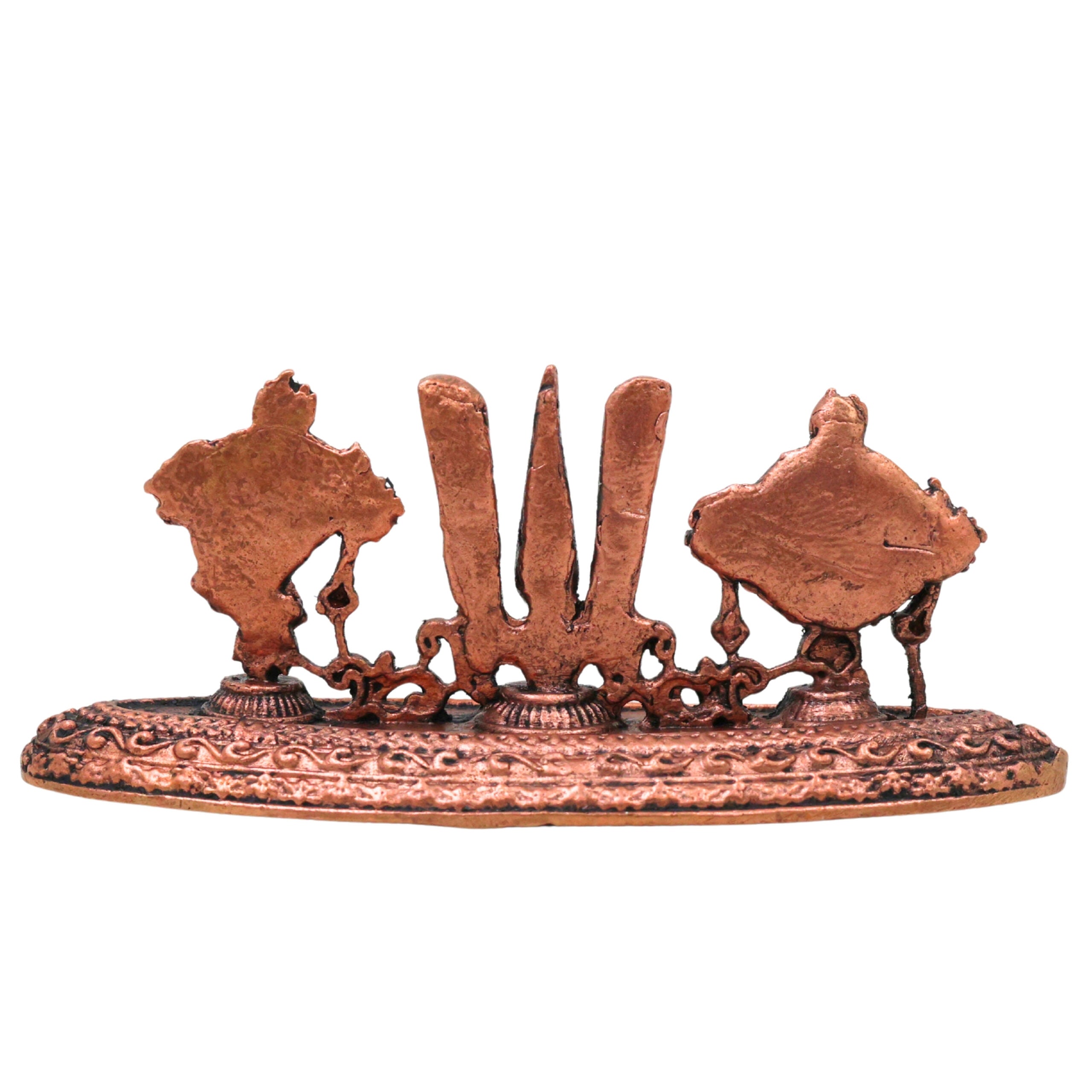 Copper Shankha Chakra Namam Balaji Symbols Idol, Handcrafted Sri Venkateswara Srinivasa Govinda Perumal Thirumal Puja Murti for Home Temple Decor & Gifts, Brown, 1 Inch, 1 Piece